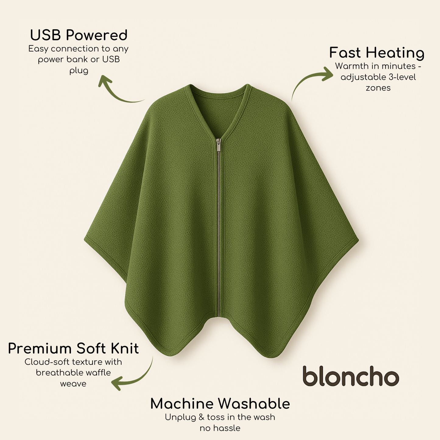 Bloncho™ Heated Blanket Poncho